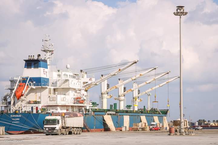 ميناء دمياط يستقبل 7500 طن كسب الصويا و 1442 طن كُسب عباد و 364 طن فول صويا و 2976 رأس ماشية