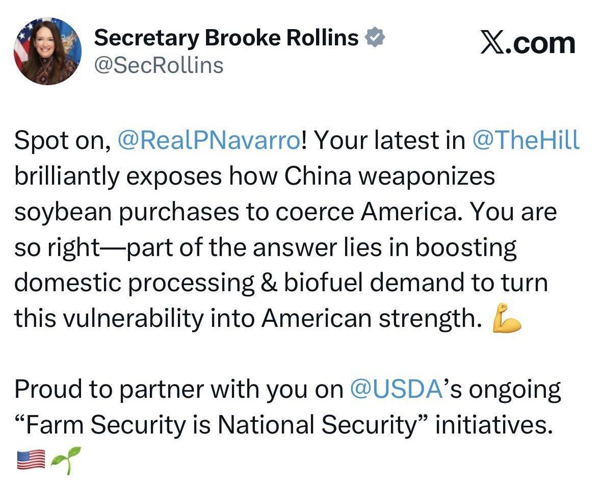 الولايات المتحدة تصف فول الصويا بأنه ”سلاح اقتصادي“ للصين