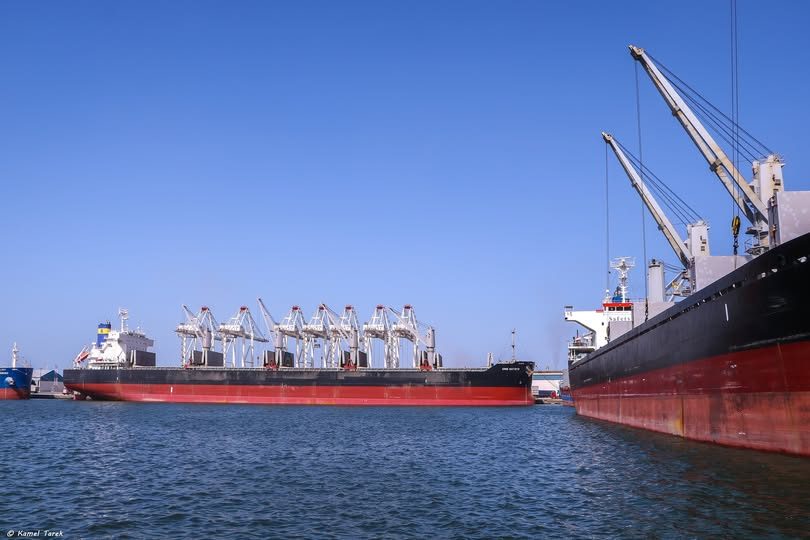 ميناء دمياط يستقبل 10064 طن قمح و 27810 طن ذرة